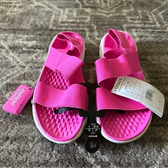 NWT Crocs LiteRide Stretch Sandals Hot Pink - Picture 1 of 6